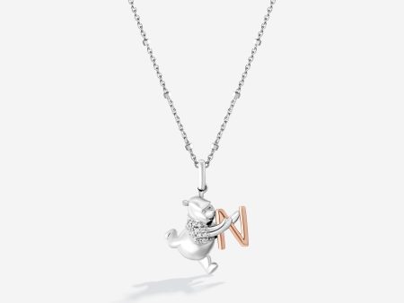 Winnie The Pooh Letter  N  Alphabet Necklace with 1 20 CTTW Diamonds Discount