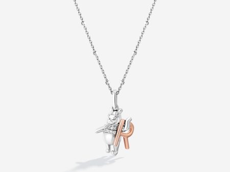 Winnie The Pooh Letter  R  Alphabet Necklace with 1 20 CTTW Diamonds Supply