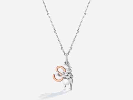 Winnie The Pooh Letter  S  Alphabet Necklace with 1 20 CTTW Diamonds Sale