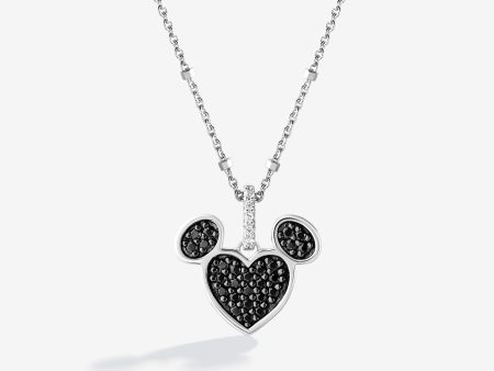 Charcoal Chill Black Onyx and Accent Diamonds Mickey Heart Necklace Discount