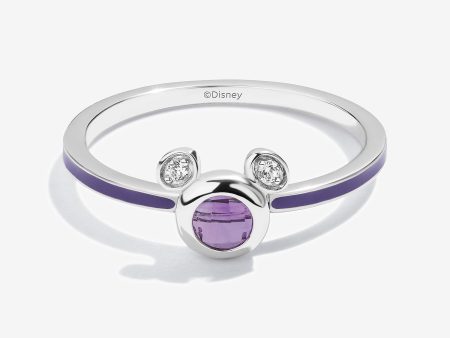 Black Raspberry Frost Amethyst and Accent Diamonds Mickey Violet Enamel Ring Online now