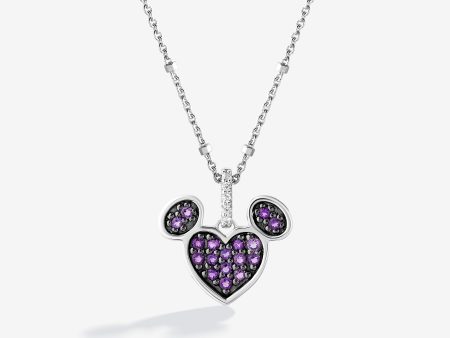 Black Raspberry Frost Amethyst and Accent Diamonds Mickey Heart Necklace Online Hot Sale