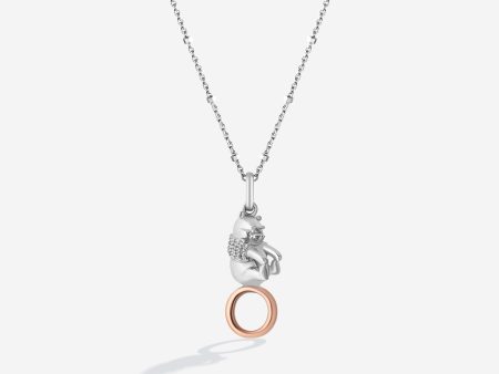 Winnie The Pooh Letter  O  Alphabet Necklace with 1 20 CTTW Diamonds Cheap