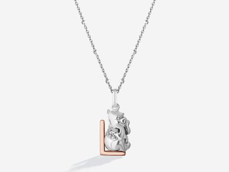 Winnie The Pooh Letter  L  Alphabet Necklace with 1 20 CTTW Diamonds Online now