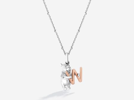 Winnie The Pooh Letter  W  Alphabet Necklace with 1 20 CTTW Diamonds For Sale