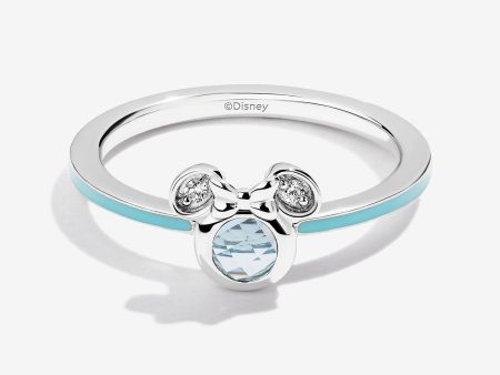 Cotton Candy Melt Swiss Blue Topaz and Accent Diamonds Minnie Light Blue Enamel Ring on Sale