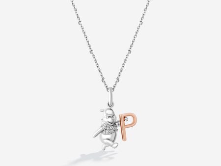 Winnie The Pooh Letter  P  Alphabet Necklace with 1 20 CTTW Diamonds Sale