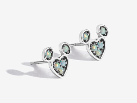 Candied Rainbow Swirl Created Opal Mickey Heart Earrings For Discount