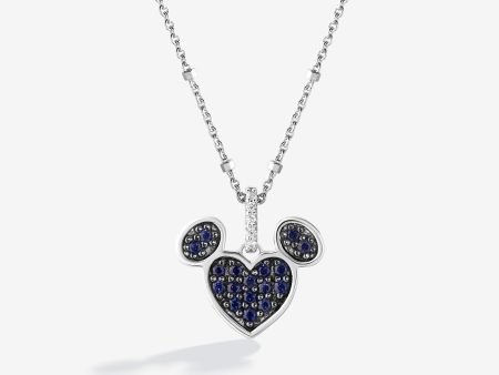 Blueberry Bliss Created Blue Sapphire and Accent Diamonds Mickey Heart Necklace Online