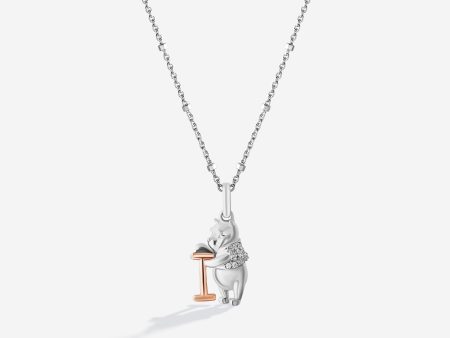 Winnie The Pooh Letter  I  Alphabet Necklace with 1 20 CTTW Diamonds Supply