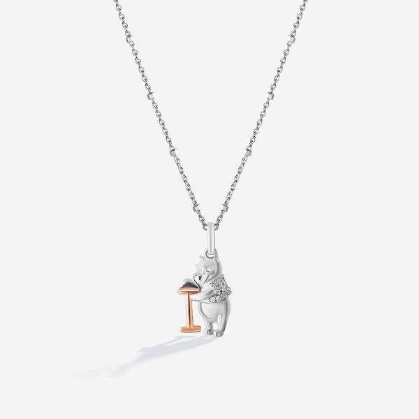 Winnie The Pooh Letter  I  Alphabet Necklace with 1 20 CTTW Diamonds Supply