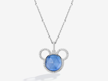 Blueberry Bliss Mickey Created Blue Sapphire Pendant with 1 6 CT.TW. Diamonds For Cheap