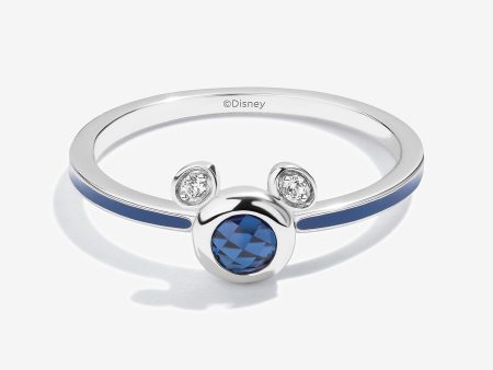 Blueberry Bliss Created Blue Sapphire and Accent Diamonds Mickey Blue Enamel Ring Sale