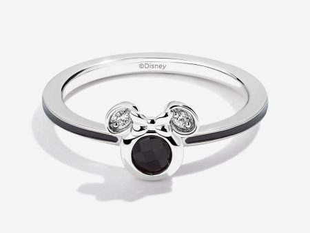 Charcoal Chill Black Onyx and Accent Diamonds Minnie Black Enamel Ring Sale