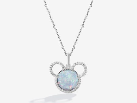 Candied Rainbow Swirl Mickey Created Opal Pendant with 1 6 CT.TW. Diamonds For Discount