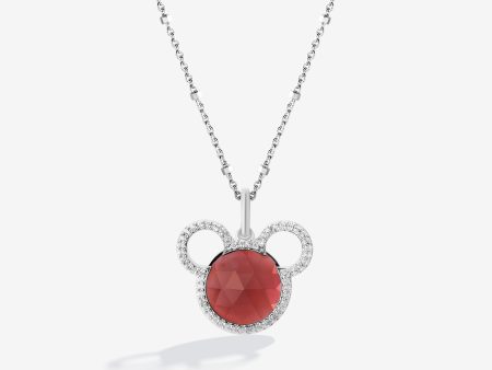 Cherries on Top Mickey Garnet Pendant with 1 6 CT.TW. Diamonds Fashion