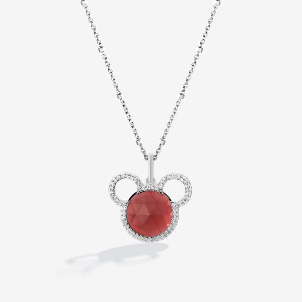 Cherries on Top Mickey Garnet Pendant with 1 6 CT.TW. Diamonds Fashion