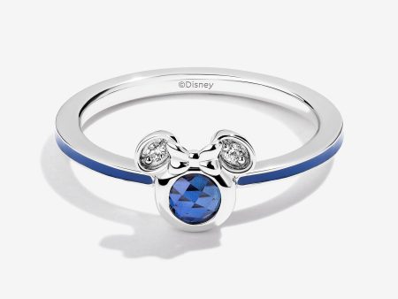 Blueberry Bliss Created Blue Sapphire and Accent Diamonds Minnie Blue Enamel Ring For Sale