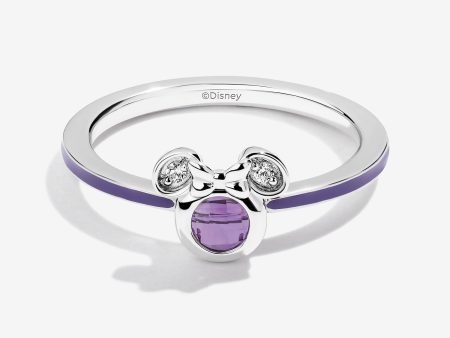 Black Raspberry Frost Amethyst and Accent Diamonds Minnie Violet Enamel Ring For Cheap