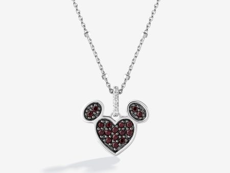 Cherries on Top Garnet and Accent Diamonds Mickey Heart Necklace Online