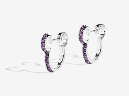 Black Raspberry Frost Amethyst Mickey Hoop Earrings Sale