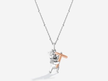 Winnie The Pooh Letter  T  Alphabet Necklace with 1 20 CTTW Diamonds Online Hot Sale