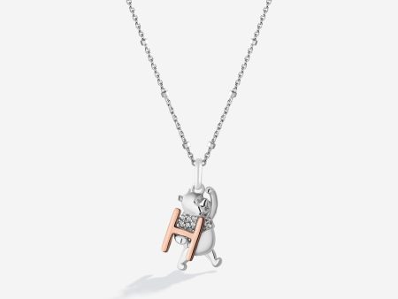 Winnie The Pooh Letter  H  Alphabet Necklace with 1 20 CTTW Diamonds Sale