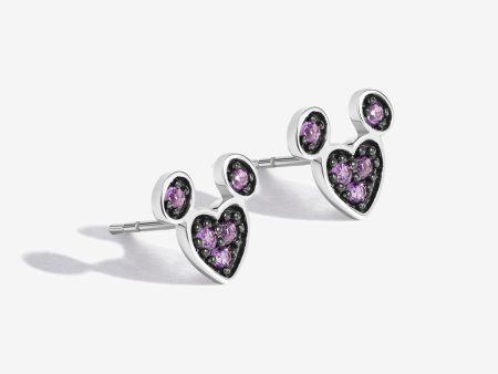 Black Raspberry Frost Amethyst Mickey Heart Earrings Online now