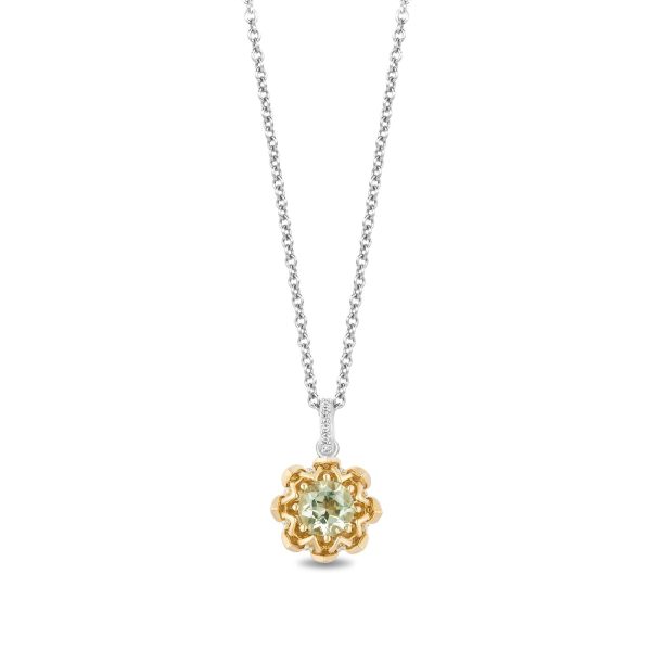 Enchanted Disney Fine Jewelry 10K Yellow Gold and Sterling Silver With 1 8 CTTW Diamond and Green Amethyst Tiana Pendant Necklace Online