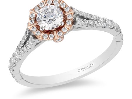 Enchanted Disney Fine Jewelry 14K White Gold and Rose Gold 3 4 CTTW Mulan Engagement Ring Online now