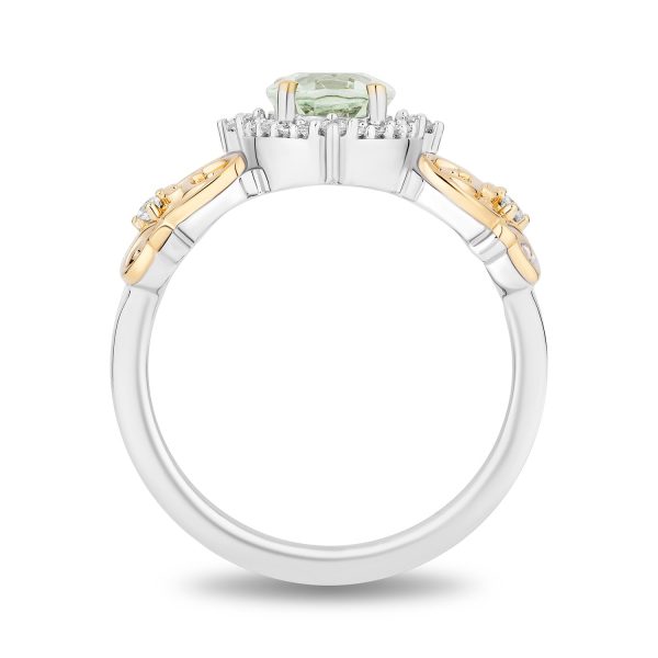 Enchanted Disney Fine Jewelry 14K Yellow Gold Over Sterling Silver with 1 8 CTTW  Diamonds and Green Amethyst  Tiana Ring For Cheap