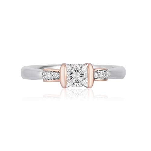 Enchanted Disney Fine Jewelry 14K White Gold and Rose Gold with 1 2 CTTW Diamond Snow White Engagement Ring Supply