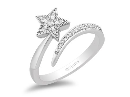 Enchanted Disney Fine Jewelry Sterling Silver with 1 8 CTTW Diamonds Tinker Bell Fashion Ring Fashion