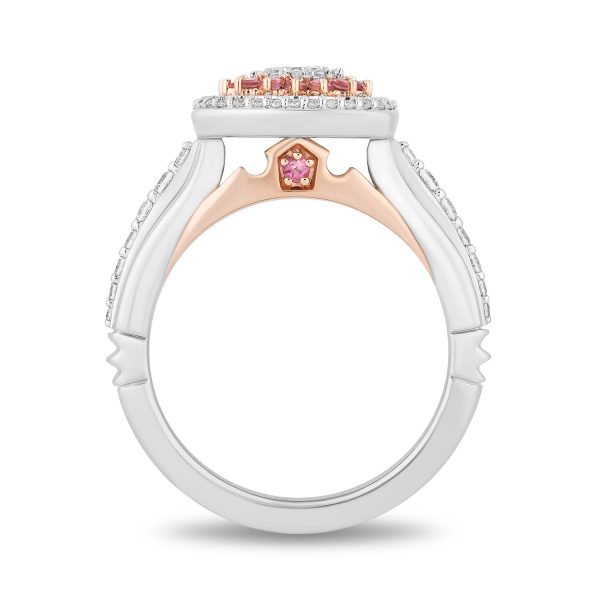 Enchanted Disney Fine Jewelry 14K White Gold and Rose Gold with 1 2 CTTW Diamonds and Pink Tourmaline Aurora Engagement Ring Cheap