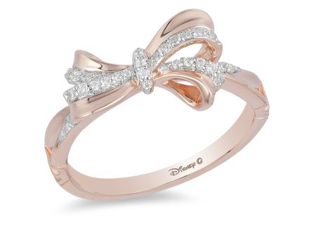 Enchanted Disney Fine Jewelry 10K Rose Gold 1 10 CTTW Snow White Bow Ring Sale