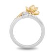 Enchanted Disney Fine Jewelry Sterling Silver and 10K Yellow Gold With 1 10 CTTW Diamond Tiana Lotus Ring Online now