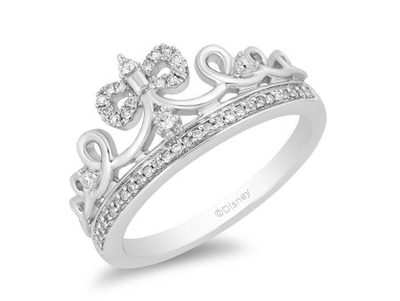 Enchanted Disney Fine Jewelry Sterling Silver With 1 6 CTTW Diamond Snow White Ring For Discount