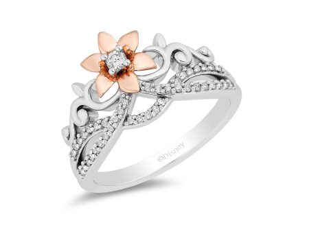 Enchanted Disney Fine Jewelry 14K Rose Gold Over Sterling Silver with 1 5 CTTW Diamond Rapunzel Fashion Ring Sale