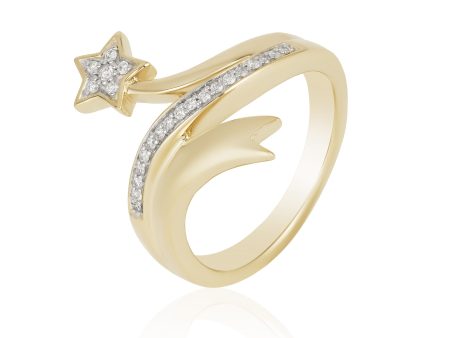 Enchanted Disney Fine Jewelry 10K Yellow Gold with 1 10 CTTW Tinker Bell Star Ring Fashion