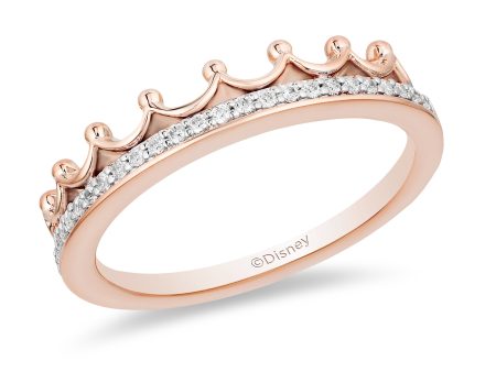 Enchanted Disney Fine Jewelry 10K Rose Gold 1 10 CTTW Diamond Majestic Princess Tiara Ring Hot on Sale