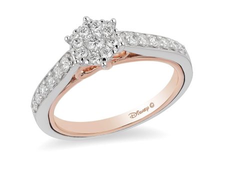 Enchanted Disney Fine Jewelry 10K White Gold and Rose Gold with 1 2 CTTW Snow White Disney Engagement Ring Sale