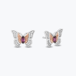 Enchanted Disney Fine Jewelry Sterling Silver and 10K Rose Gold 1 10 CTTW Diamond and Rhodolite Garnet Mulan Butterfly Earrings Fashion