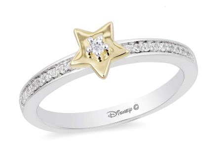 Enchanted Disney Fine Jewelry Sterling Silver and 10K Yellow Gold 1 10 CTTW Tinker Bell Ring For Cheap