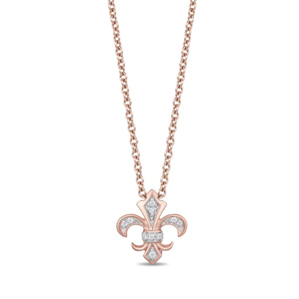 Enchanted Disney Fine Jewelry 10K Rose Gold Diamond Accent Aurora Pendant Necklace Cheap