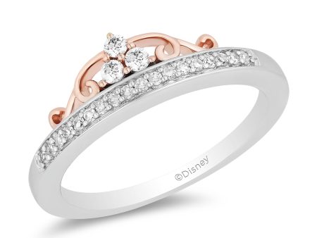 Enchanted Disney Fine Jewelry 10K White Gold and Rose Gold with 1 6 CTTW Diamond Majestic Princess Tiara Ring Supply