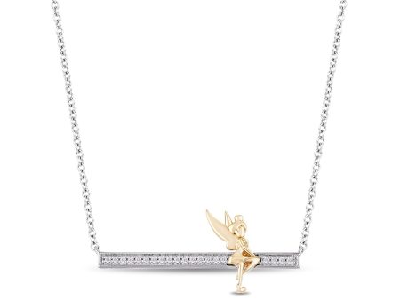 Enchanted Disney Fine Jewelry 14K Yellow Gold over Sterling Silver with 1 10 CTTW Tinker Bell Necklace Hot on Sale