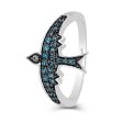 Enchanted Disney Fine Jewelry Sterling Silver with Diamond Accent & London Blue Topaz Cinderella Blue Bird Ring Supply