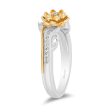 Enchanted Disney Fine Jewelry Sterling Silver and 10K Yellow Gold 1 8 CTTW Diamond Tiana Flower Ring Online