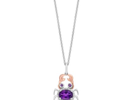 Enchanted Disney Fine Jewelry 14K Rose Gold Over Sterling Silver with 1 10 CTTW Diamonds and Amethyst Ariel Pendant Necklace Online Hot Sale