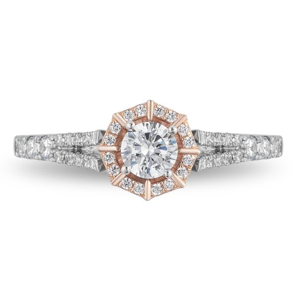 Enchanted Disney Fine Jewelry 14K White Gold and Rose Gold 3 4 CTTW Mulan Engagement Ring Online now